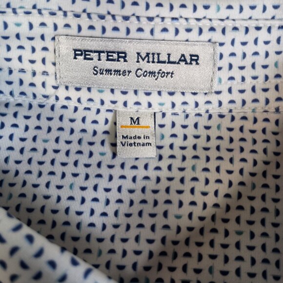 Peter Millar Summer Comfort Men's M Geometric AOP Golf Preppy Performance Polo - Picture 2 of 10